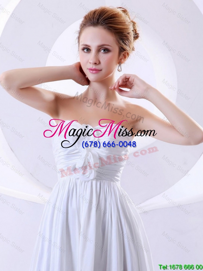 wholesale elegant new arrivals hot sale hand made flowers empire prom dresses in white