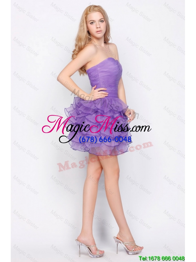 wholesale pretty sweetheart lavender short prom dresses with ruffled layers