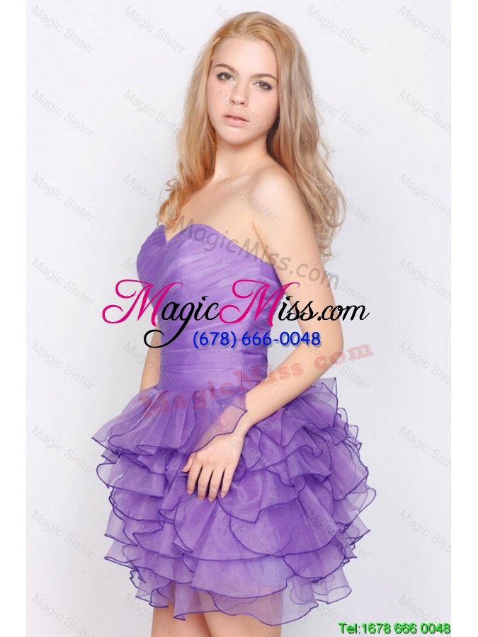 wholesale pretty sweetheart lavender short prom dresses with ruffled layers