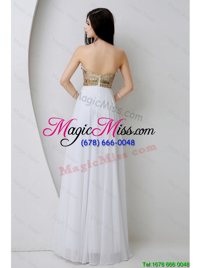 wholesale beautiful empire sequined white prom dresses with beading