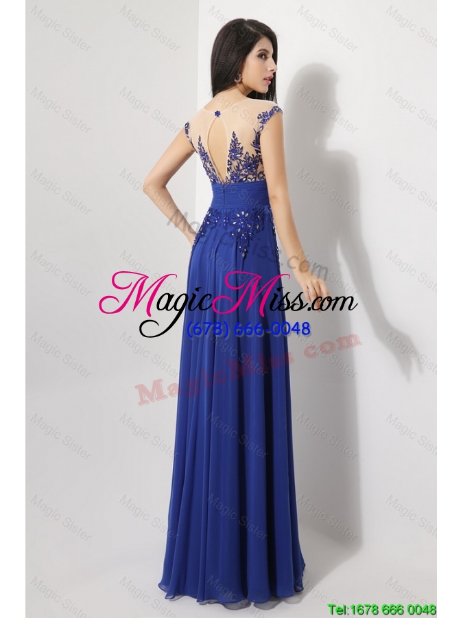 wholesale discount cap sleeves prom dresses with appliques and beading