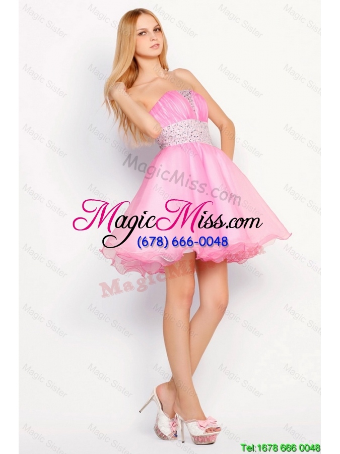 wholesale pretty modern rose pink short prom dresses with beading for 2016
