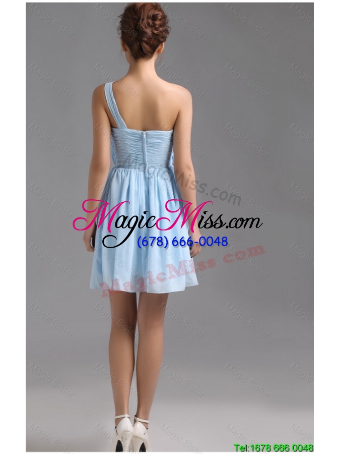 wholesale perfect one shoulder ruching short prom gowns for holiday