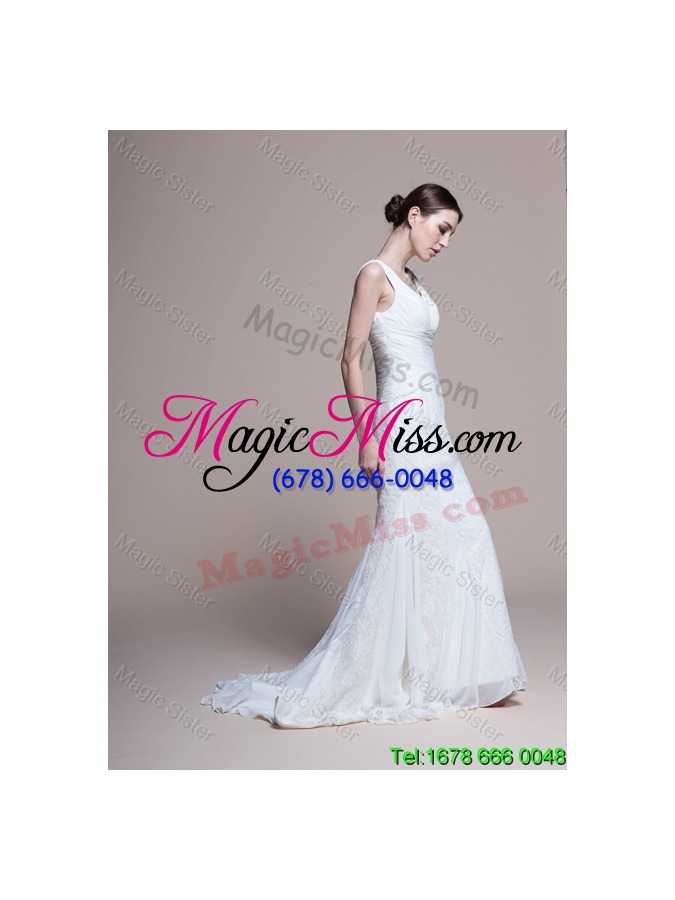 wholesale 2016 spring perfect mermaid lace brush train wedding dresses for garden