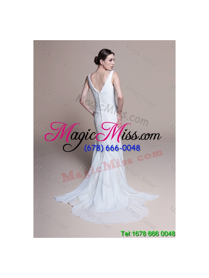 wholesale 2016 spring perfect mermaid lace brush train wedding dresses for garden