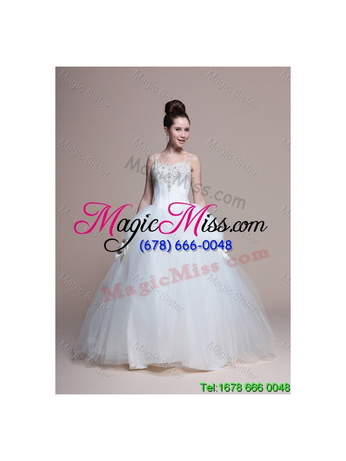 wholesale 2016 perfect a line straps beading wedding dresses with bowknot