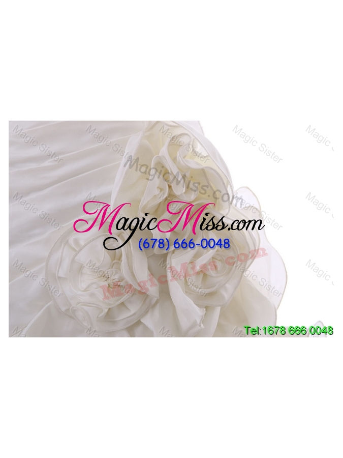 wholesale 2015 winter exquisite hand made flowers and ruffles wedding dresses with brush train
