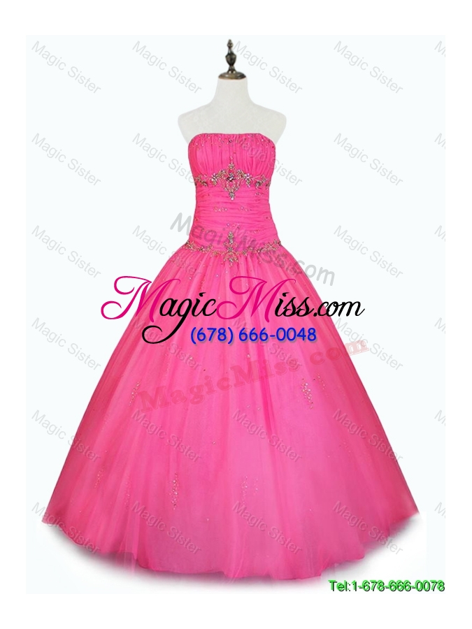 wholesale 2016 custom make strapless ball gown sweet 16 dresses with beading