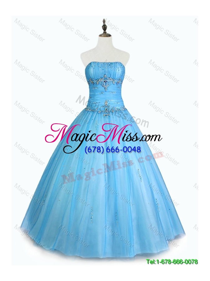 wholesale 2016 custom make strapless ball gown sweet 16 dresses with beading