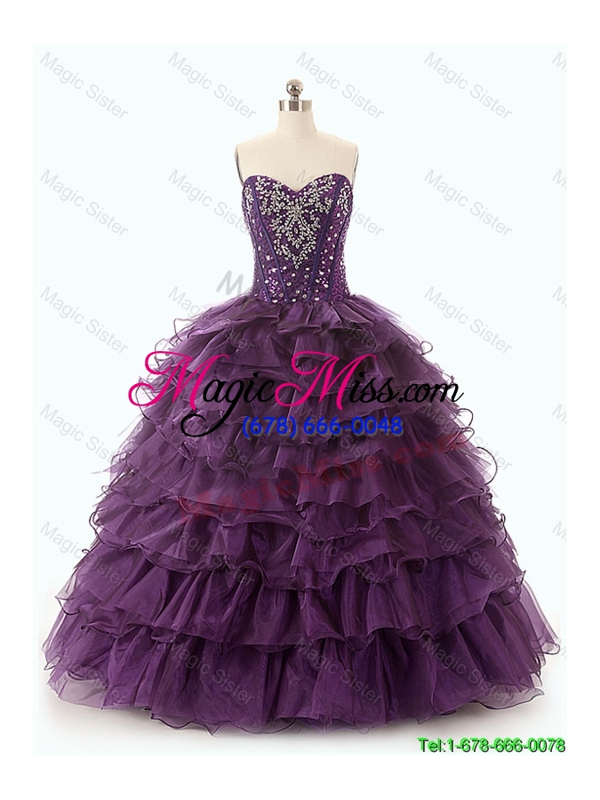 wholesale custom make 2016 ball gown sweet 16 dresses with ruffled layers