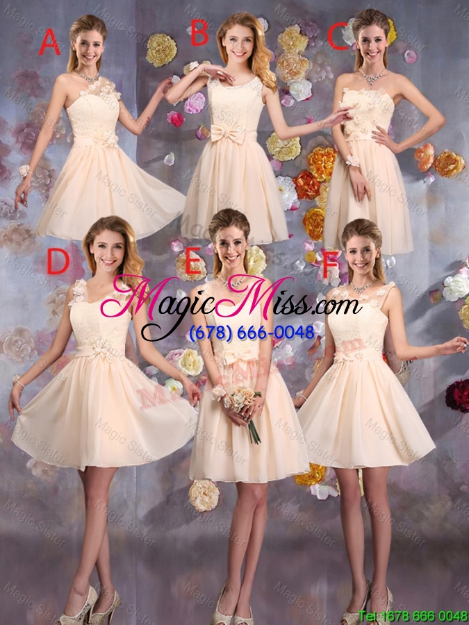 wholesale cheap a line scoop champagne bridesmaid dresses with appliques
