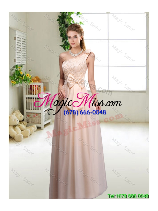 wholesale perfect bowknot scoop bridesmaid dresses in champagne