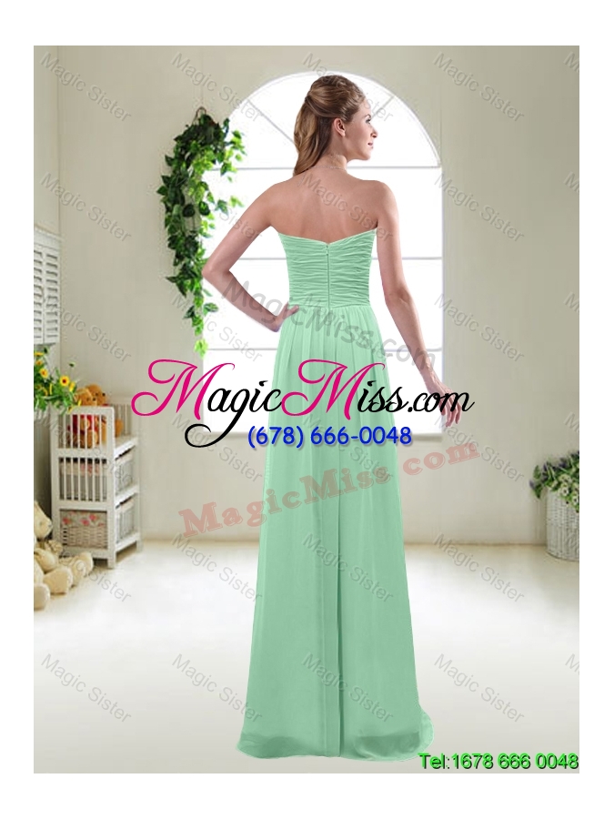 wholesale comfortable sweetheart apple green bridesmaid dresses with ruching