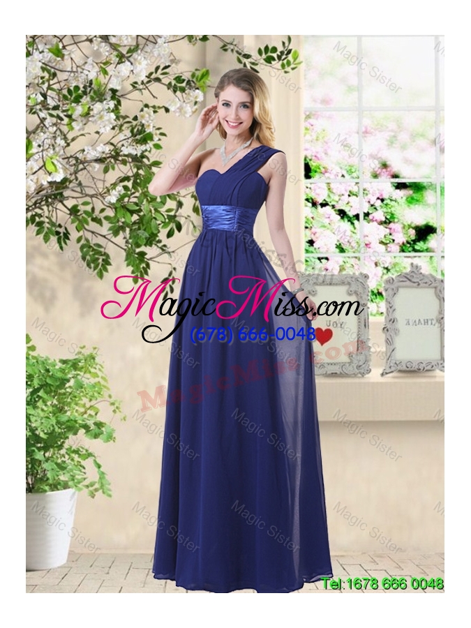 wholesale wonderful ruched navy blue bridesmaid dresses with v neck