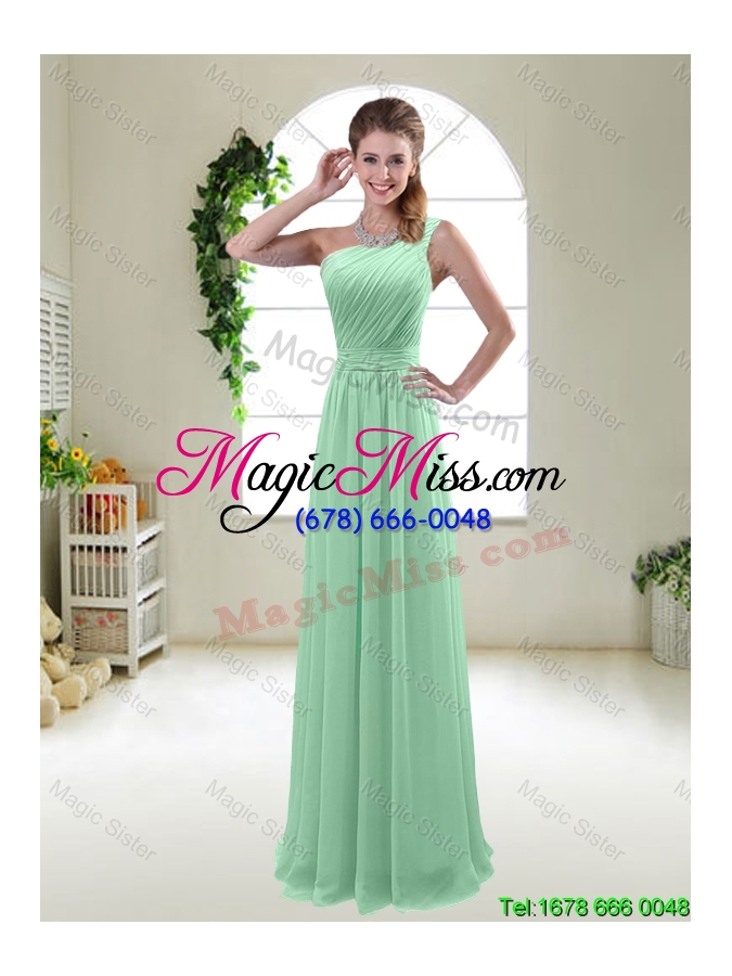 wholesale perfect zipper up ruched bridesmaid dresses in apple green