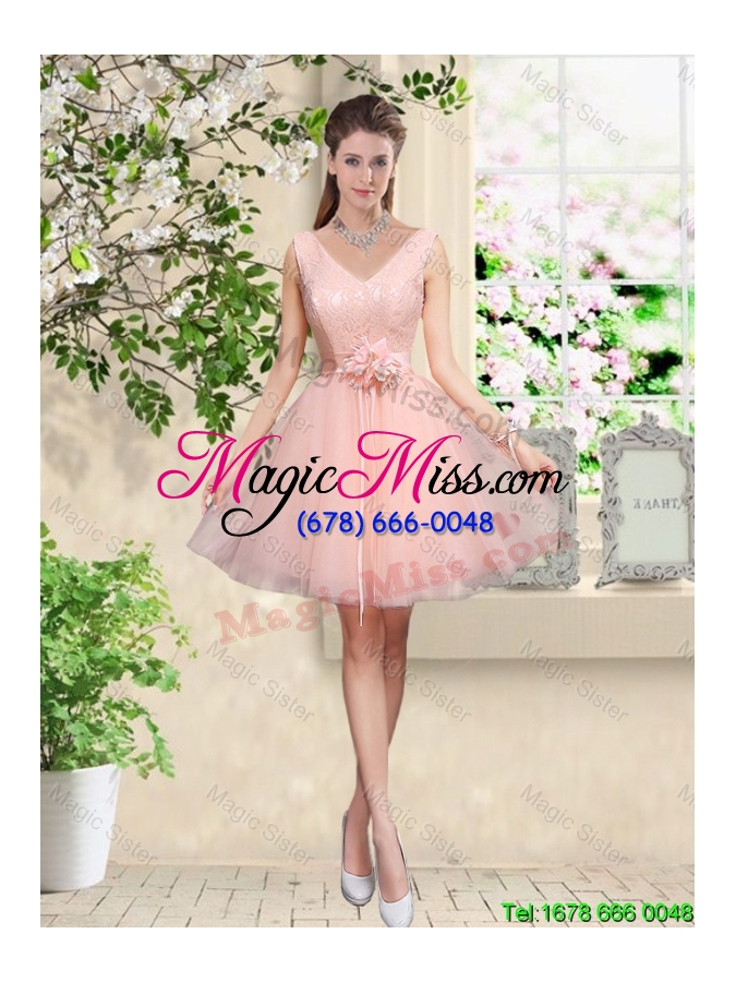 wholesale elegant sweetheart baby pink dama dresses with appliques and belt