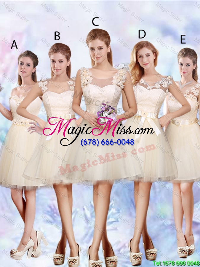wholesale feminine a line hand made flowers prom dresses in champagne