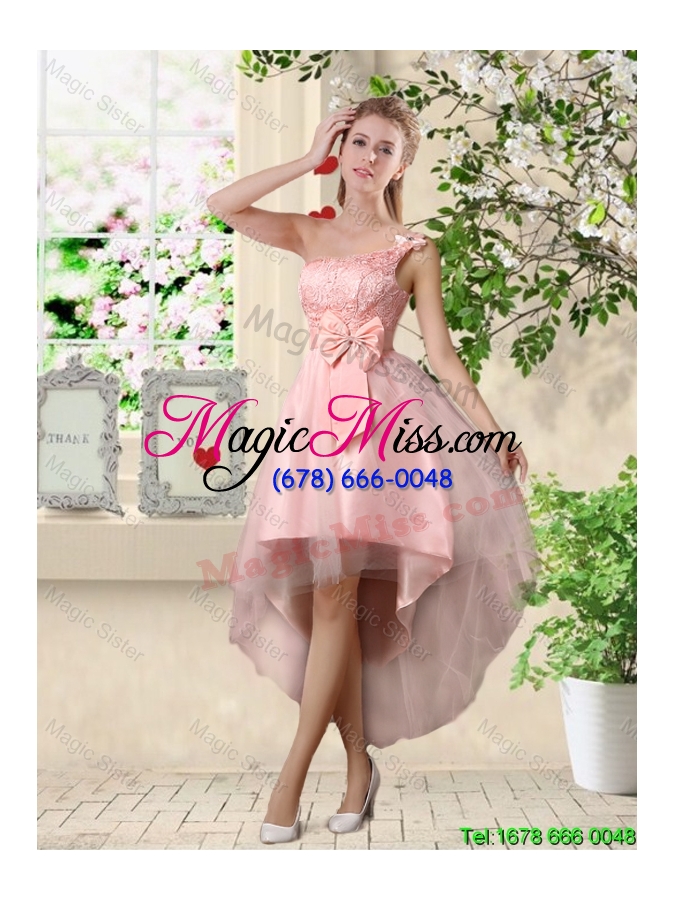 wholesale sturning a line bateau prom dresses with lace and bowknot