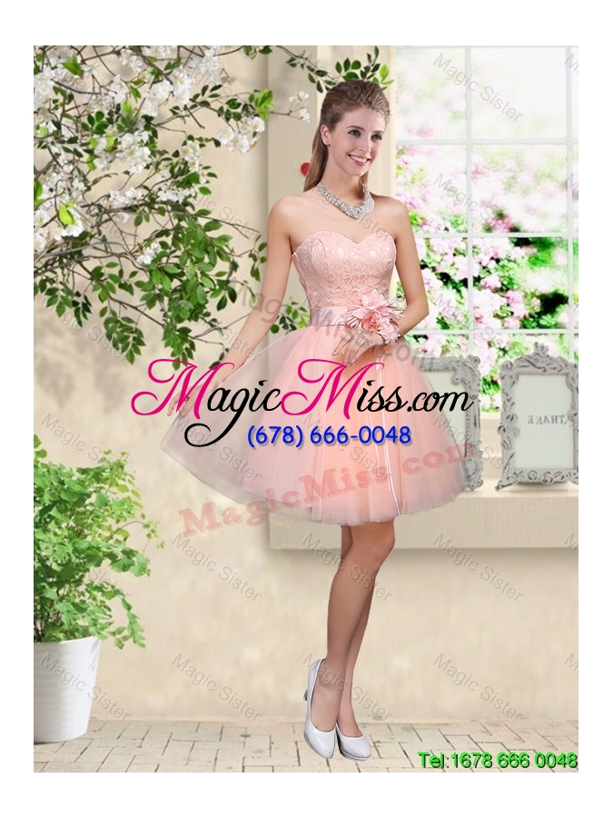 wholesale artistic halter top appliques and laced prom dresses in baby pink