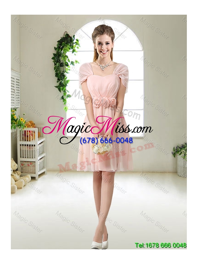 wholesale pretty hand made flowers prom dresses with cap sleeves
