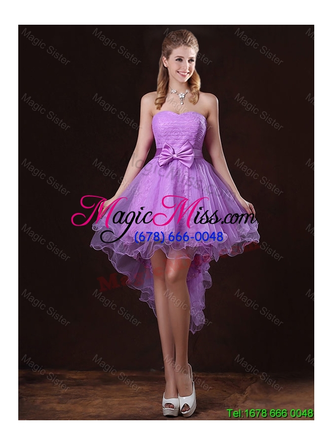 wholesale discount v neck tulle prom dresses with bowknot