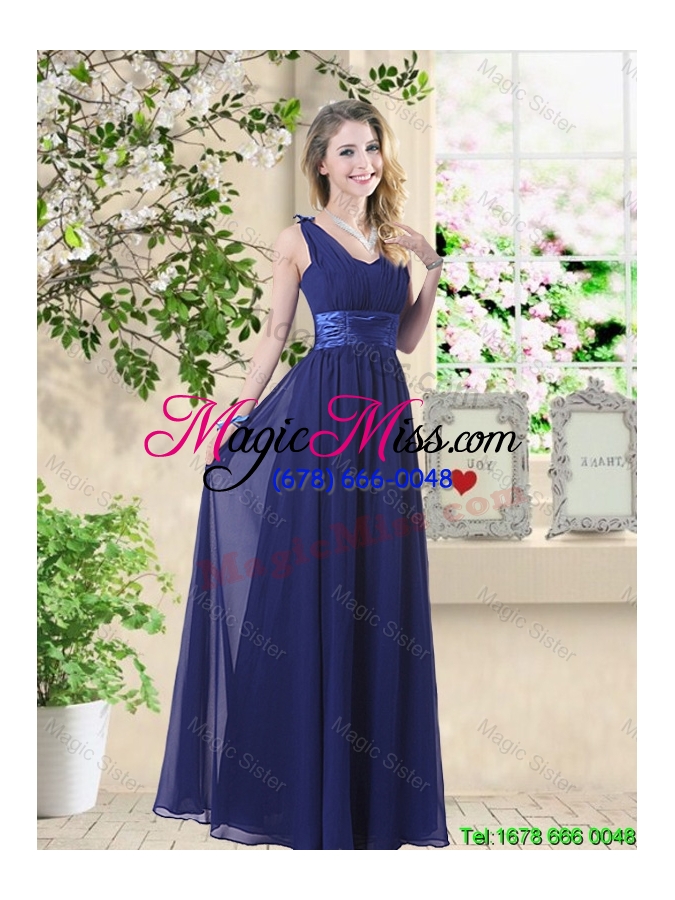 wholesale comfortable one shoulder prom dresses in navy blue
