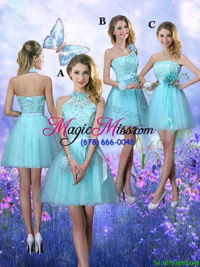 wholesale cheap lace short prom dresses in aqua blue