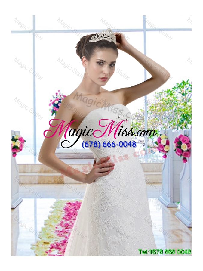 wholesale beautiful 2016 mermaid laced wedding dresses with watteau train