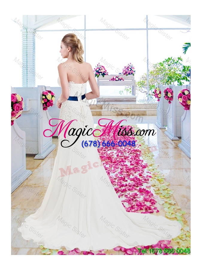 wholesale 2016 beautiful empire wedding gowns with lace and bowknot
