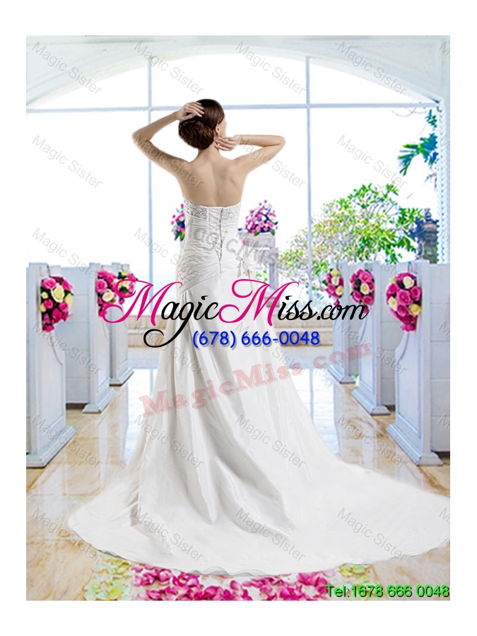 wholesale pretty strapless beaded wedding gowns with hand made flowers