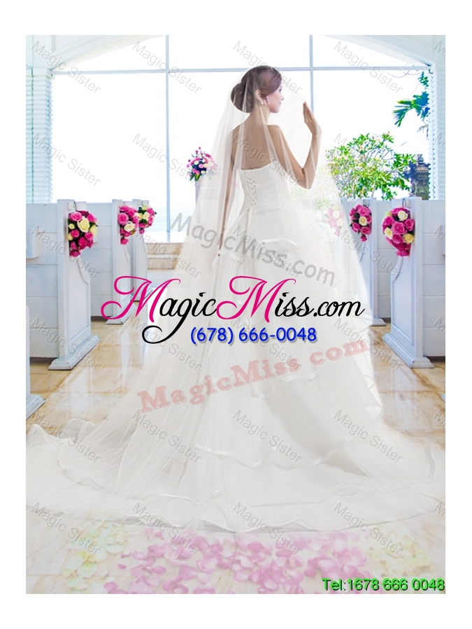 wholesale fashionable ruffled layers wedding dresses with brush train