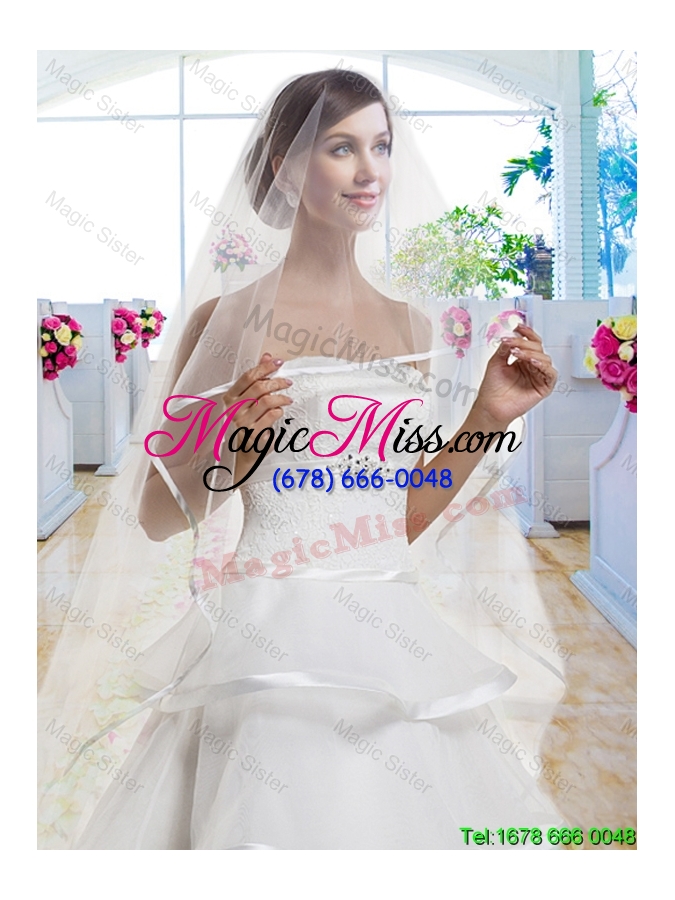 wholesale fashionable ruffled layers wedding dresses with brush train