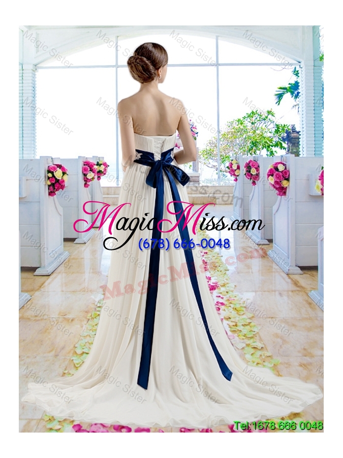 wholesale exclusive empire strapless wedding dresses with sashes