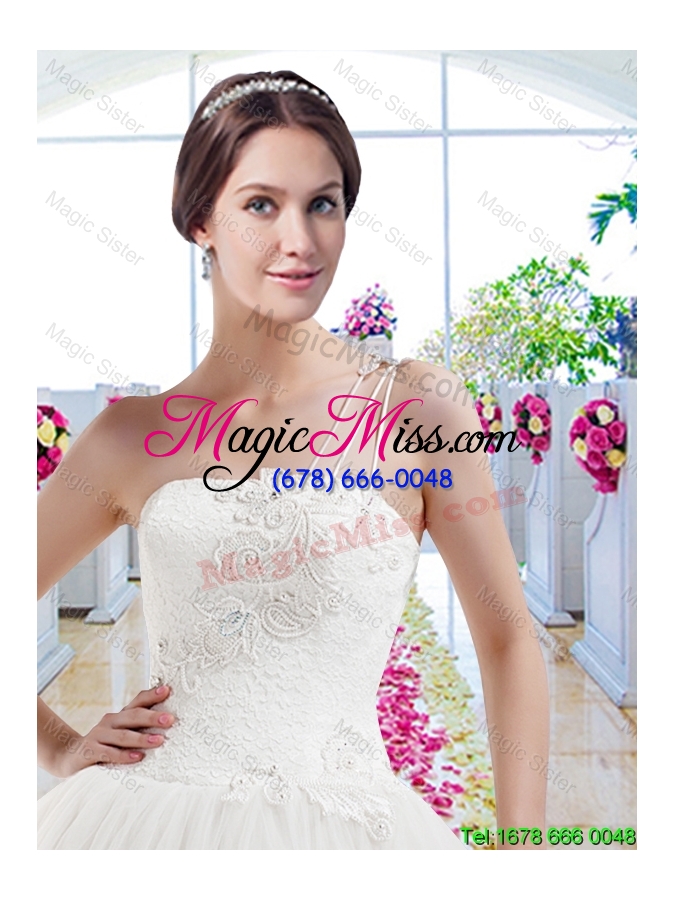 wholesale wonderful a line one shoulder wedding dresses with appliques