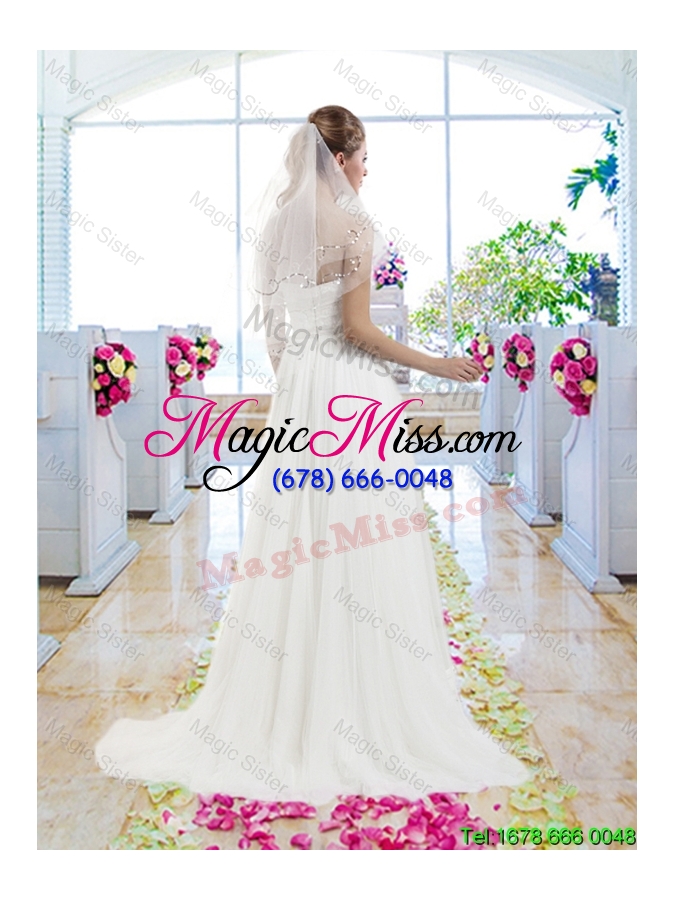wholesale latest empire appliques wedding gowns with brush train