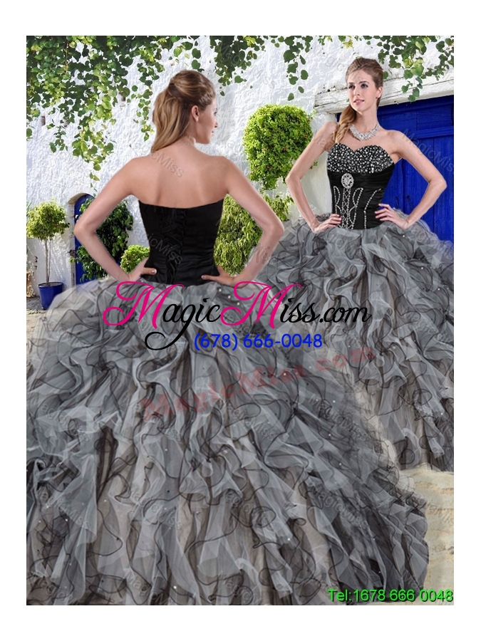 wholesale new arrivals spring beaded and ruffles sweet 16 dresses in black