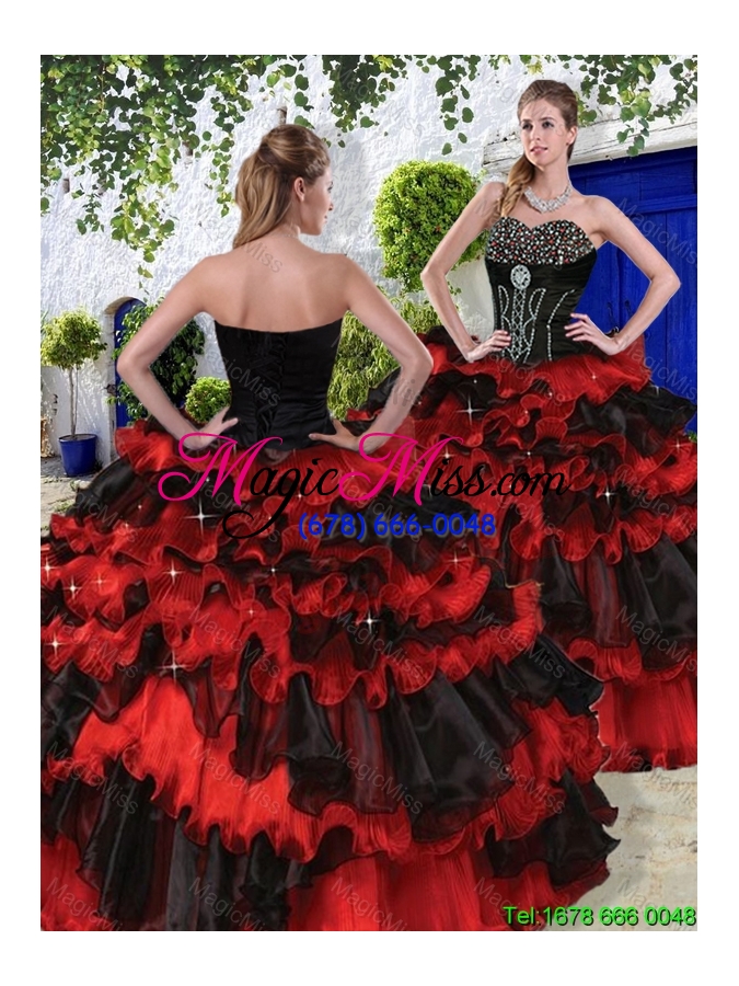 wholesale luxurious 2016 spring beaded multi color quinceanera dresses with ruffled layers