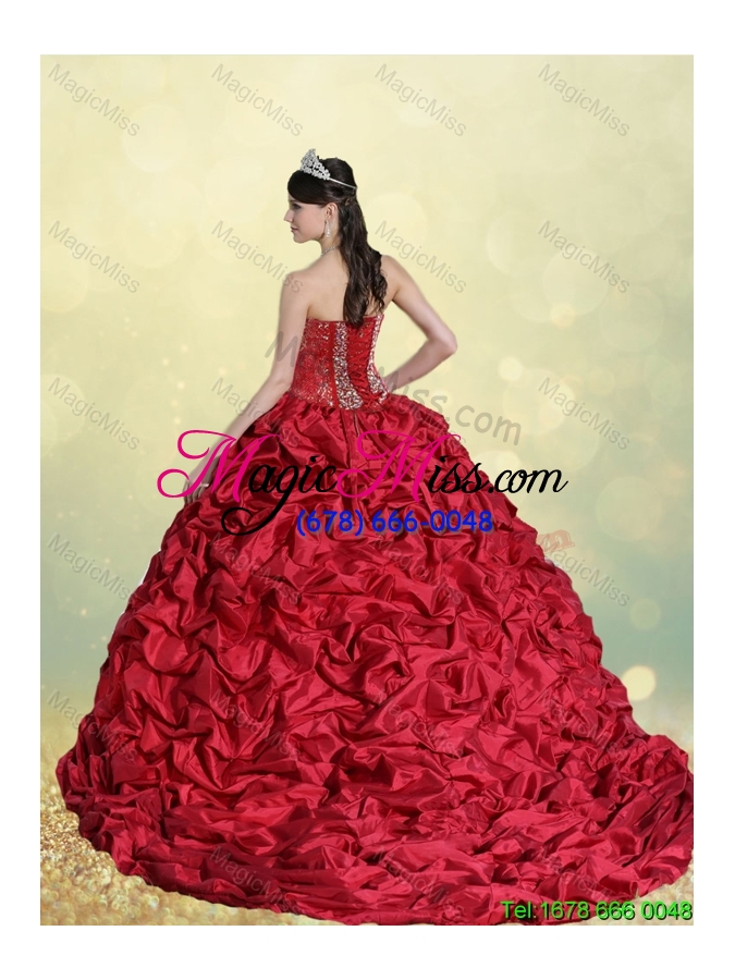 wholesale luxurious beading and pick ups detachable  sweet 16 dresses with brush train