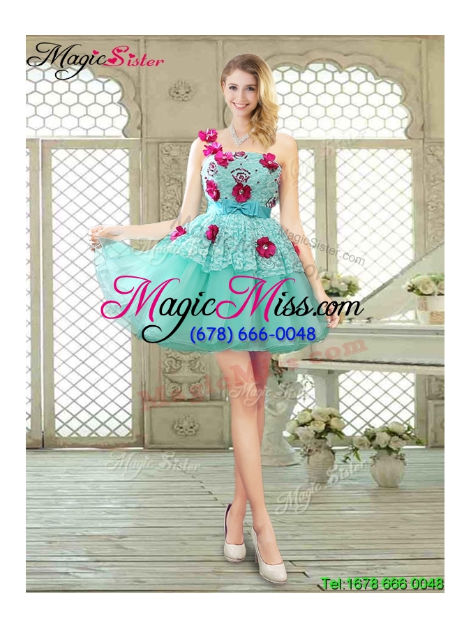wholesale elegant a line appliques and lace dama dresses with one shoulder