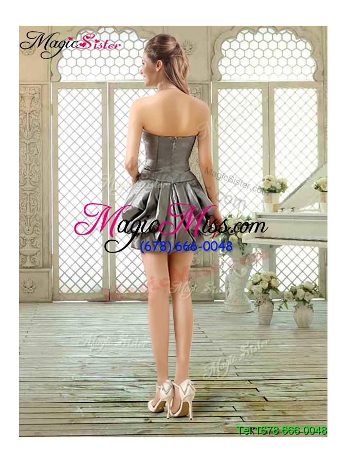 wholesale 2016 new style short strapless silver dama dresses with pick ups