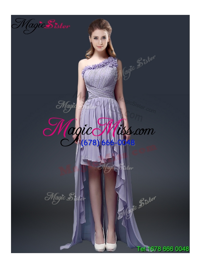 wholesale 2016 new style one shoulder high low ruffles prom dresses