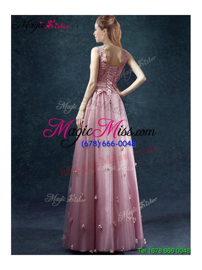 wholesale classical v neck prom dresses with appliques and belt