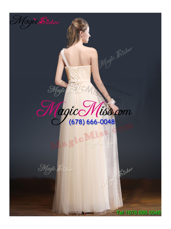 wholesale 2016 elegant one shoulder prom dresses with appliques and beading