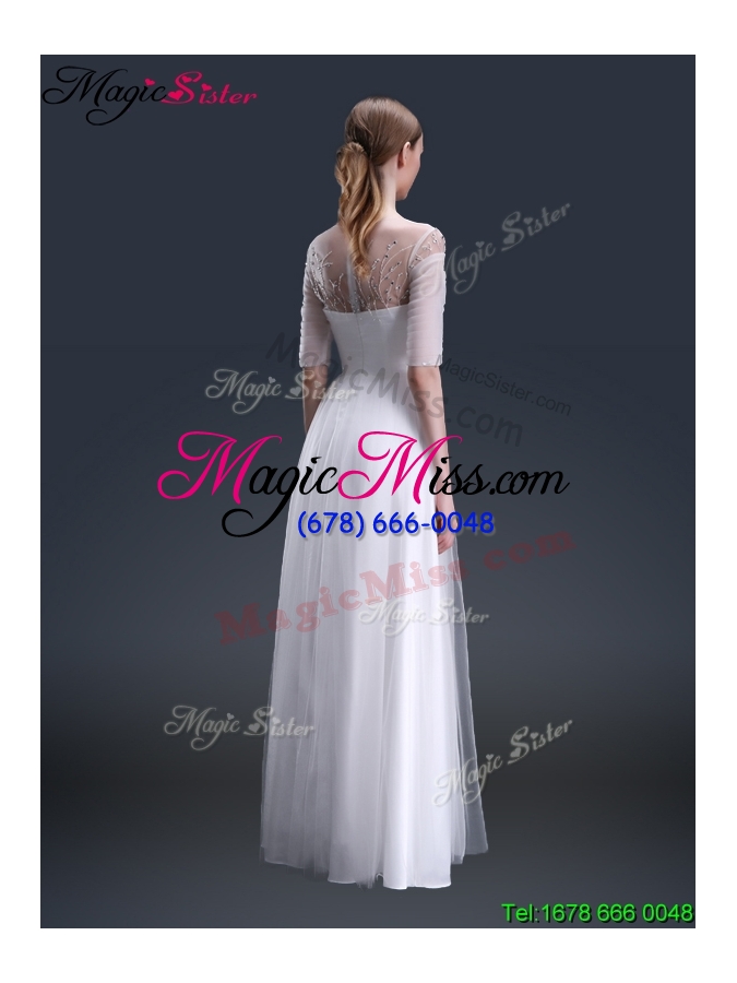 wholesale 2016 popular off the shoulder half sleeves prom dresses with beading