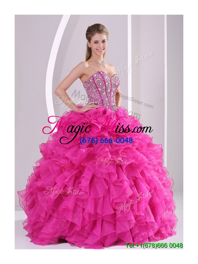 wholesale 2016 beautiful fuchsia ball gown sweetheart quinceanera dresses