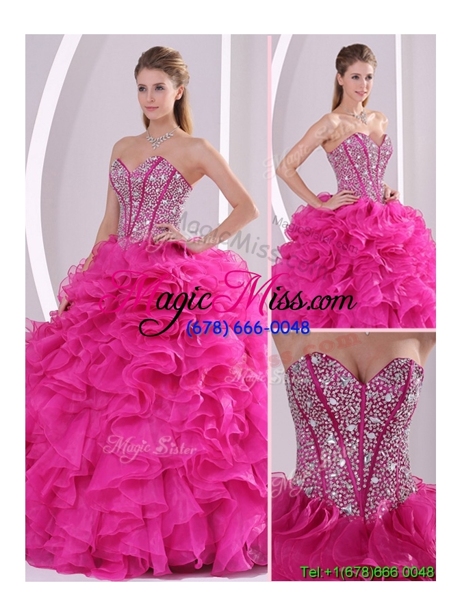 wholesale 2016 beautiful fuchsia ball gown sweetheart quinceanera dresses