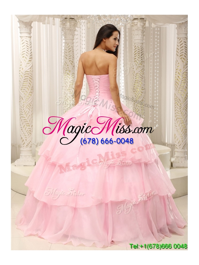 wholesale exquisite beading and ruffles sweet 16 dresses in baby pink
