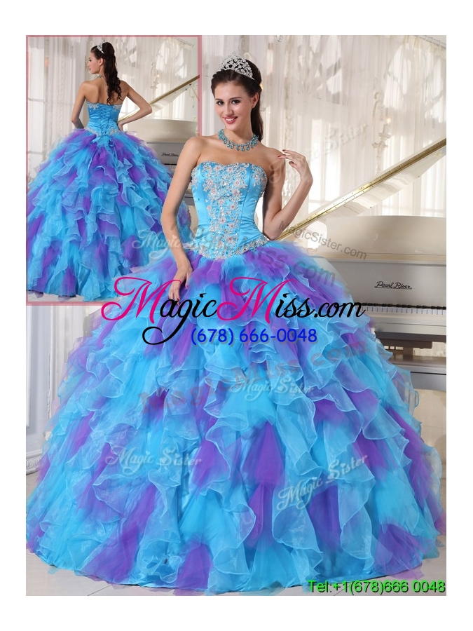 wholesale 2016 pretty ball gown beading and appliques quinceanera dresses