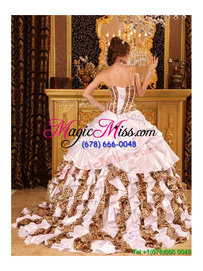 wholesale beautiful strapless white quinceanera gowns with brush train