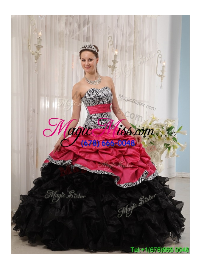 wholesale 2016 best selling ruffles sweetheart quinceanera gowns in red and black